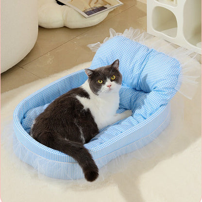 Cozy Oval Lace Cat Bed for Ultimate Comfort & Warmth
