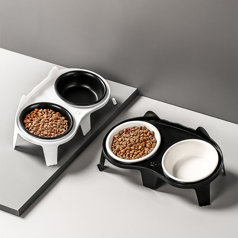 Durable Double Ceramic Cat Bowl for Stylish Feeding