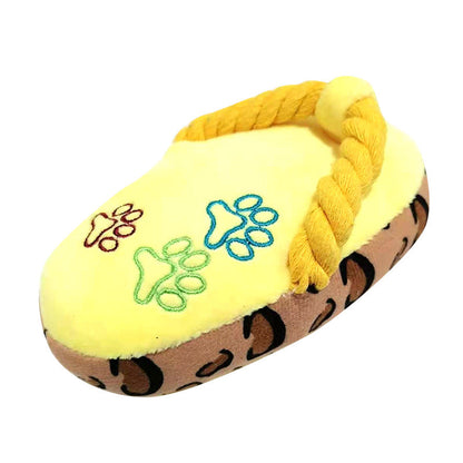Interactive Dog Toy Plush Slippers - Fun Squeaky Design