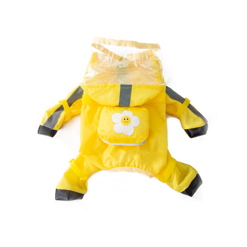 Durable Full-Cover Dog Raincoat with Convenient Pull