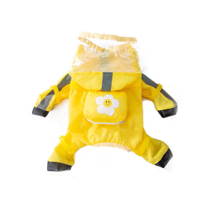 Durable Full-Cover Dog Raincoat with Convenient Pull