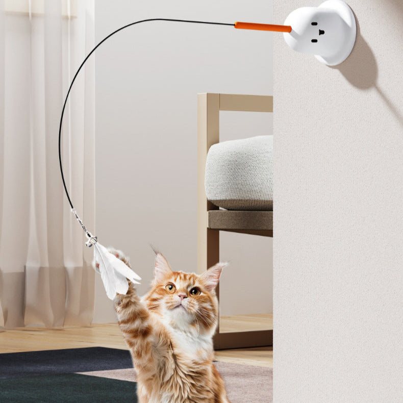 Interactive Cat Toy: Suction Cup Teaser with Feathers & Bells