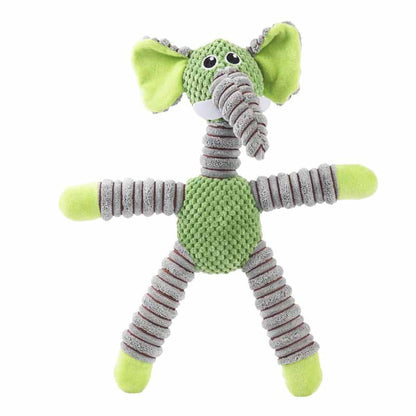 Durable Squeaky Dog Toys: Corduroy Elephant, Bear & Pig
