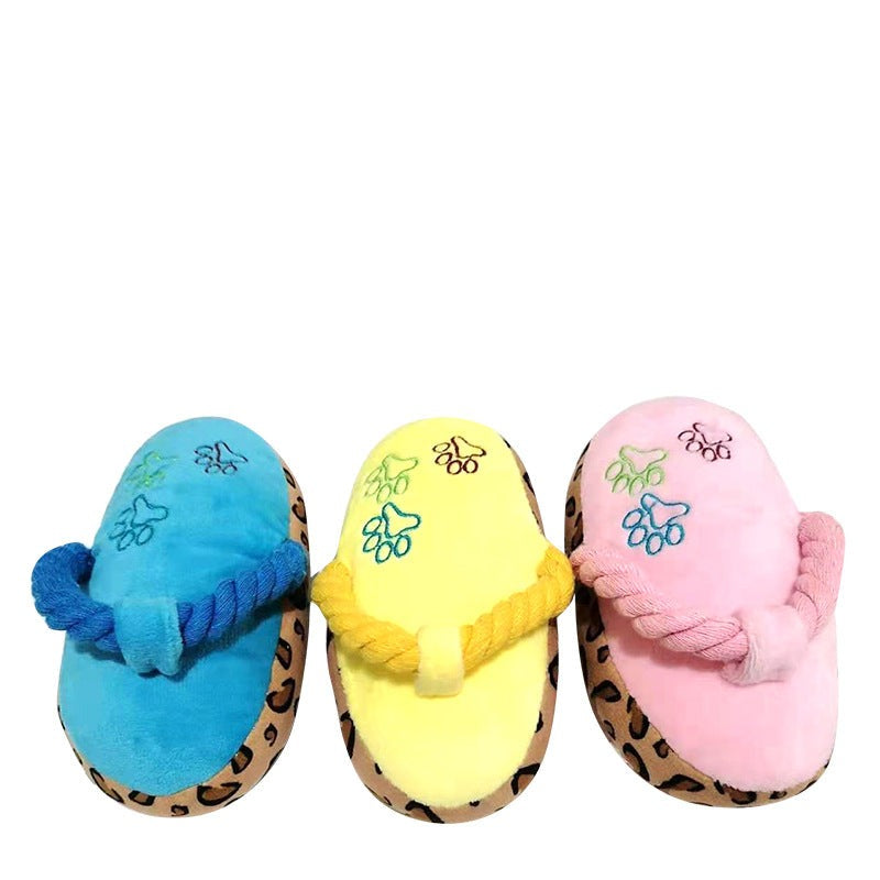 Interactive Dog Toy Plush Slippers - Fun Squeaky Design