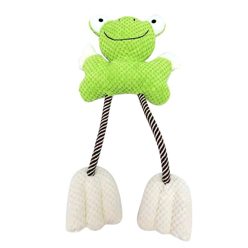Durable Squeaky Frog Dog Toy with Rope for Interactive Play