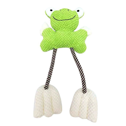 Durable Squeaky Frog Dog Toy with Rope for Interactive Play