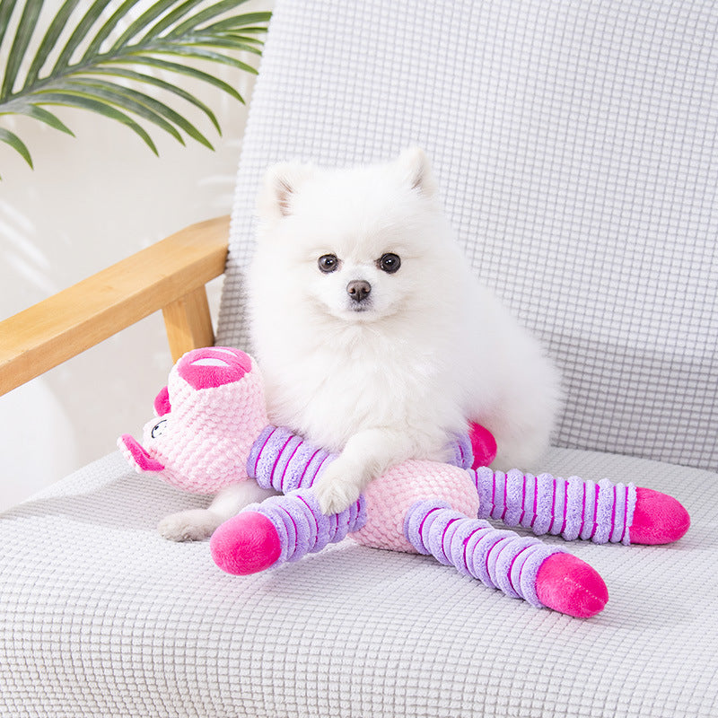 Durable Squeaky Dog Toys: Corduroy Elephant, Bear & Pig