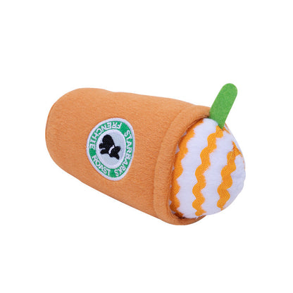Durable Dog Toy: Squeaky Plush Coffee Cup for Fun Playtime