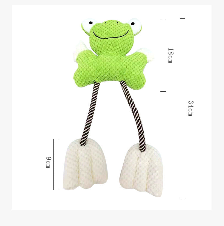 Durable Squeaky Frog Dog Toy with Rope for Interactive Play