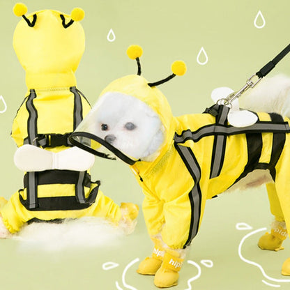 Cute Yellow Bee Dog Raincoat - Waterproof & Adorable Pet Accessory