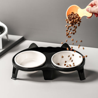 Durable Double Ceramic Cat Bowl for Stylish Feeding