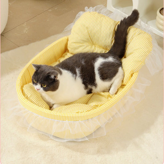 Cozy Oval Lace Cat Bed for Ultimate Comfort & Warmth