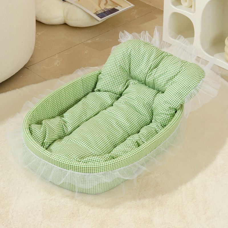 Cozy Oval Lace Cat Bed for Ultimate Comfort & Warmth