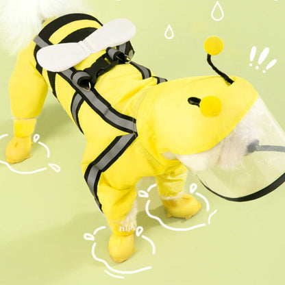 Cute Yellow Bee Dog Raincoat - Waterproof & Adorable Pet Accessory