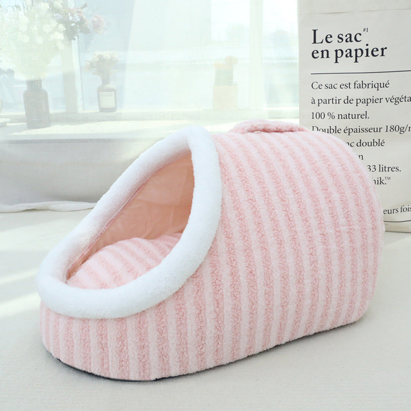 Warm Fleece Cat Bed Cave - Cozy & Comfortable Pet Accessory