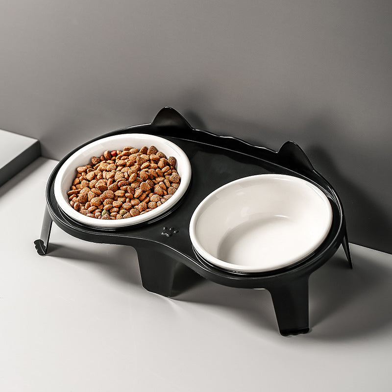Durable Double Ceramic Cat Bowl for Stylish Feeding