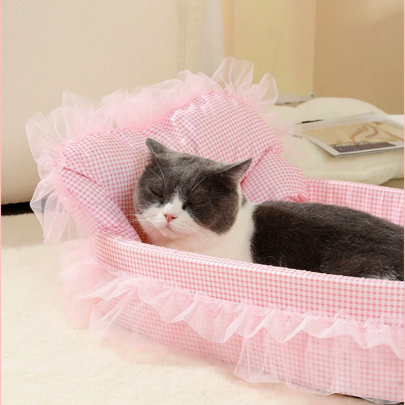 Cozy Oval Lace Cat Bed for Ultimate Comfort & Warmth