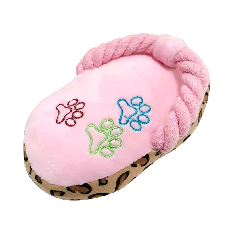 Interactive Dog Toy Plush Slippers - Fun Squeaky Design