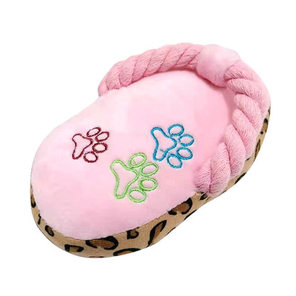 Interactive Dog Toy Plush Slippers - Fun Squeaky Design