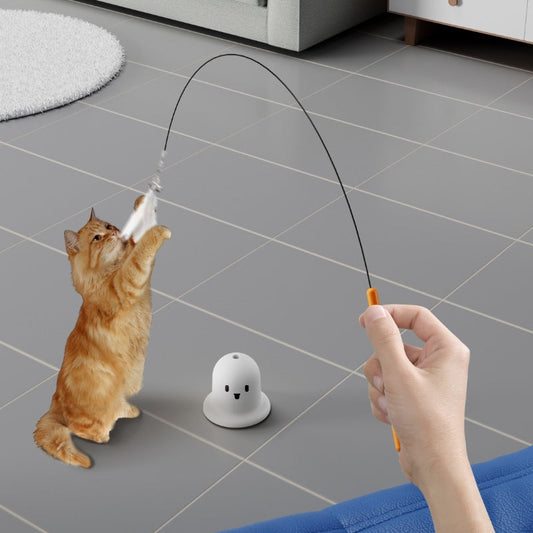 Interactive Cat Toy: Suction Cup Teaser with Feathers & Bells