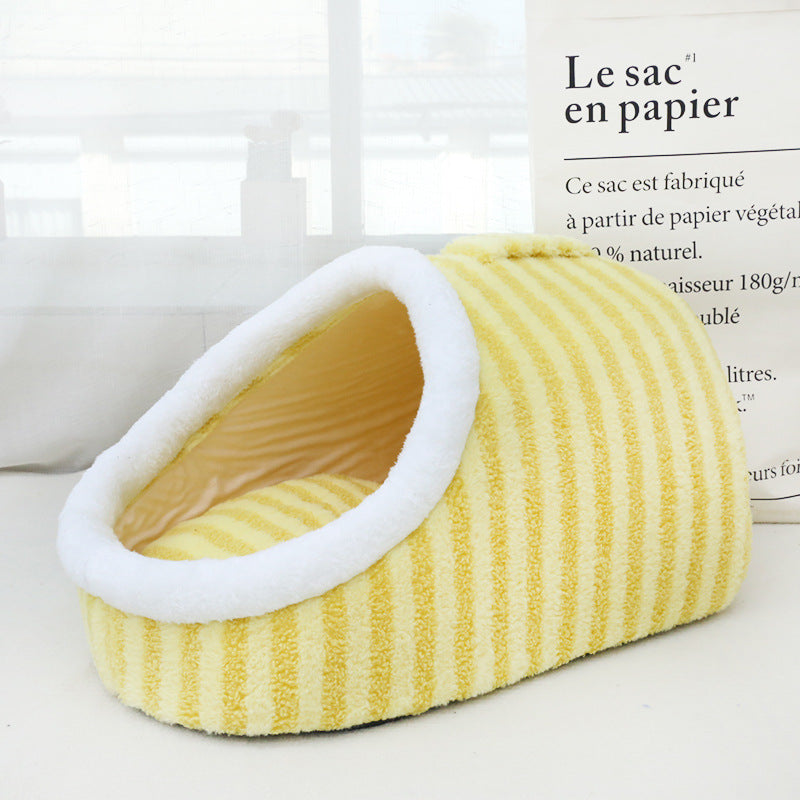 Warm Fleece Cat Bed Cave - Cozy & Comfortable Pet Accessory