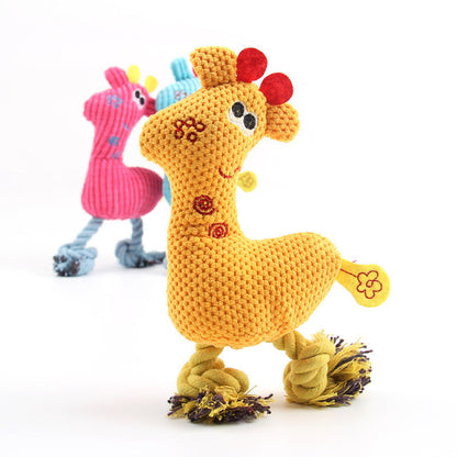 Durable Dog Toy: Cute Squeaky Deer with Rope for Fun Play