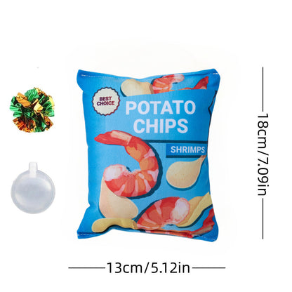 Interactive Dog Toy: Crinkle Paper Squeaky Potato Chips
