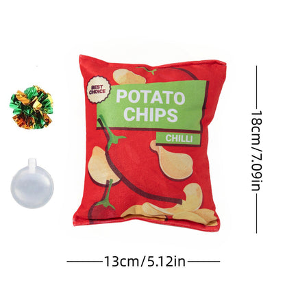 Interactive Dog Toy: Crinkle Paper Squeaky Potato Chips