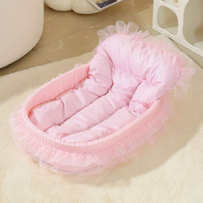 Cozy Oval Lace Cat Bed for Ultimate Comfort & Warmth