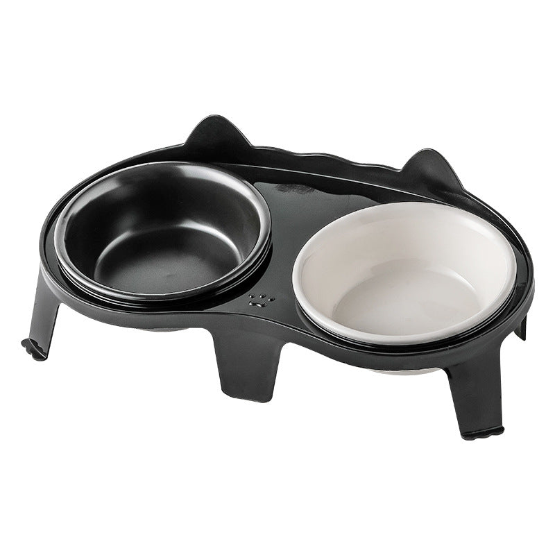 Durable Double Ceramic Cat Bowl for Stylish Feeding