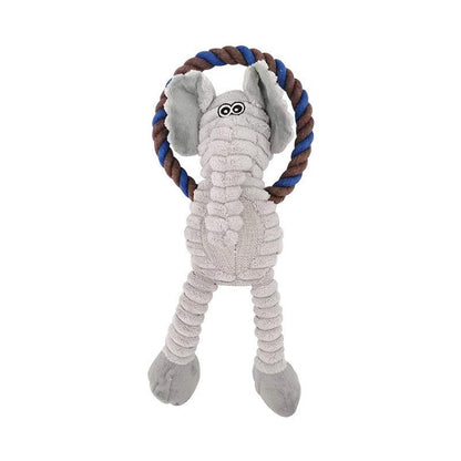 Durable Plush Squeaky Dog Toy - Interactive Rope Ring