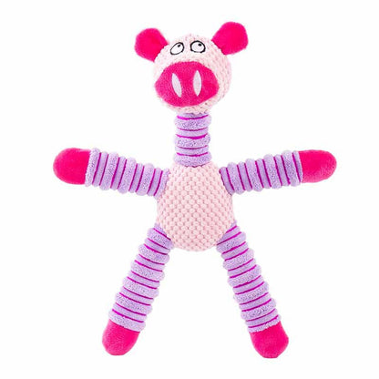 Durable Squeaky Dog Toys: Corduroy Elephant, Bear & Pig