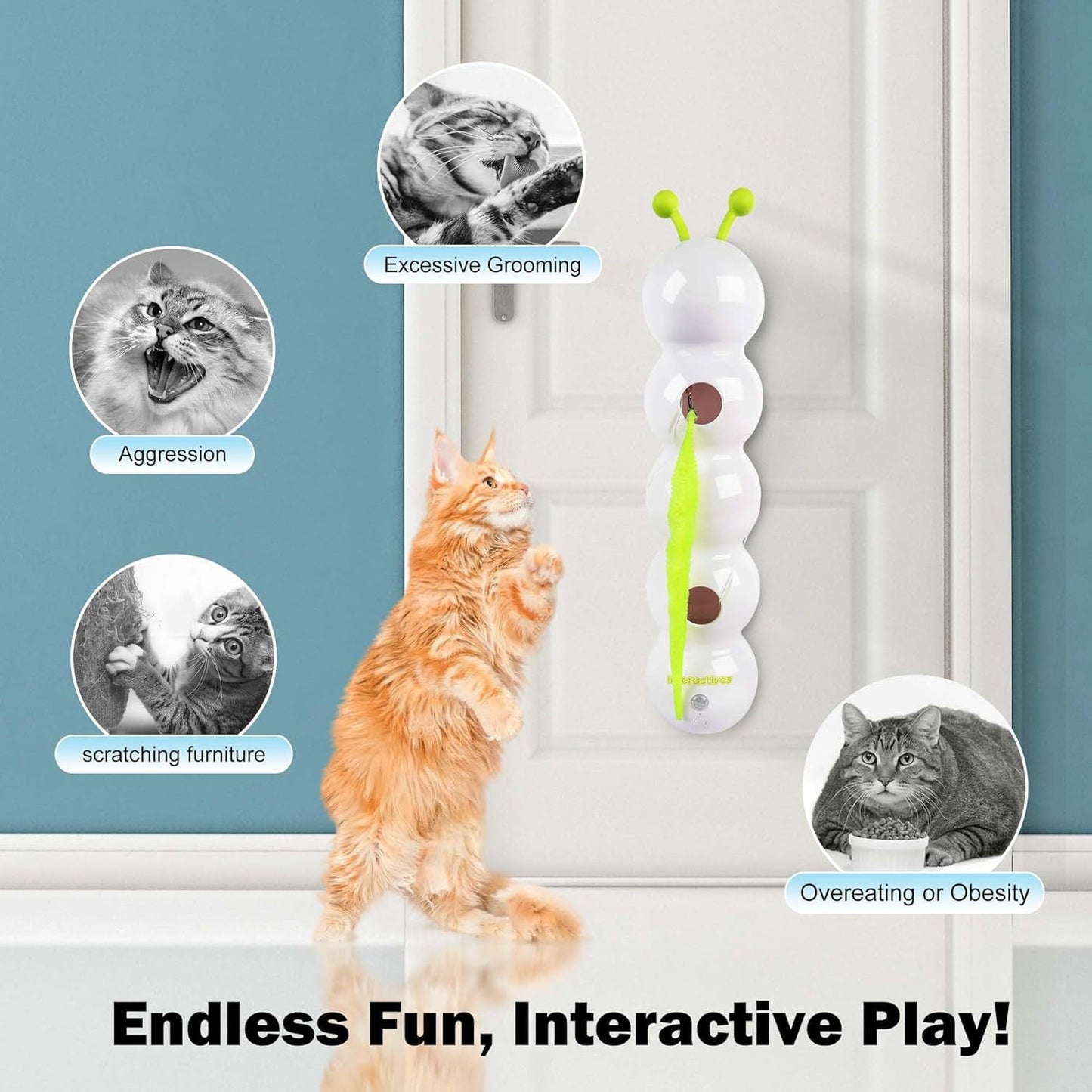 Interactive Electric Feather Cat Toy with Suction Cup Fun