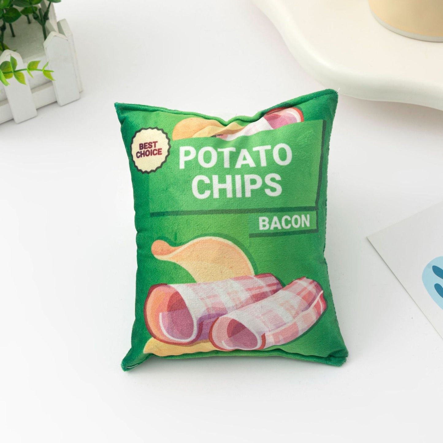 Interactive Dog Toy: Crinkle Paper Squeaky Potato Chips