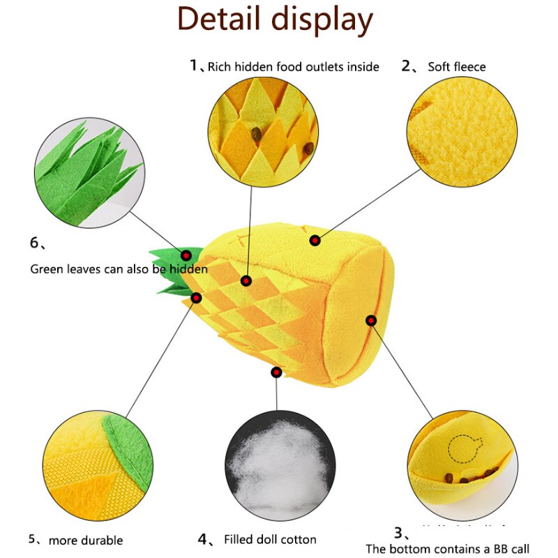 Interactive Pineapple Dog Toy - Plush Squeak & Snuffle Fun
