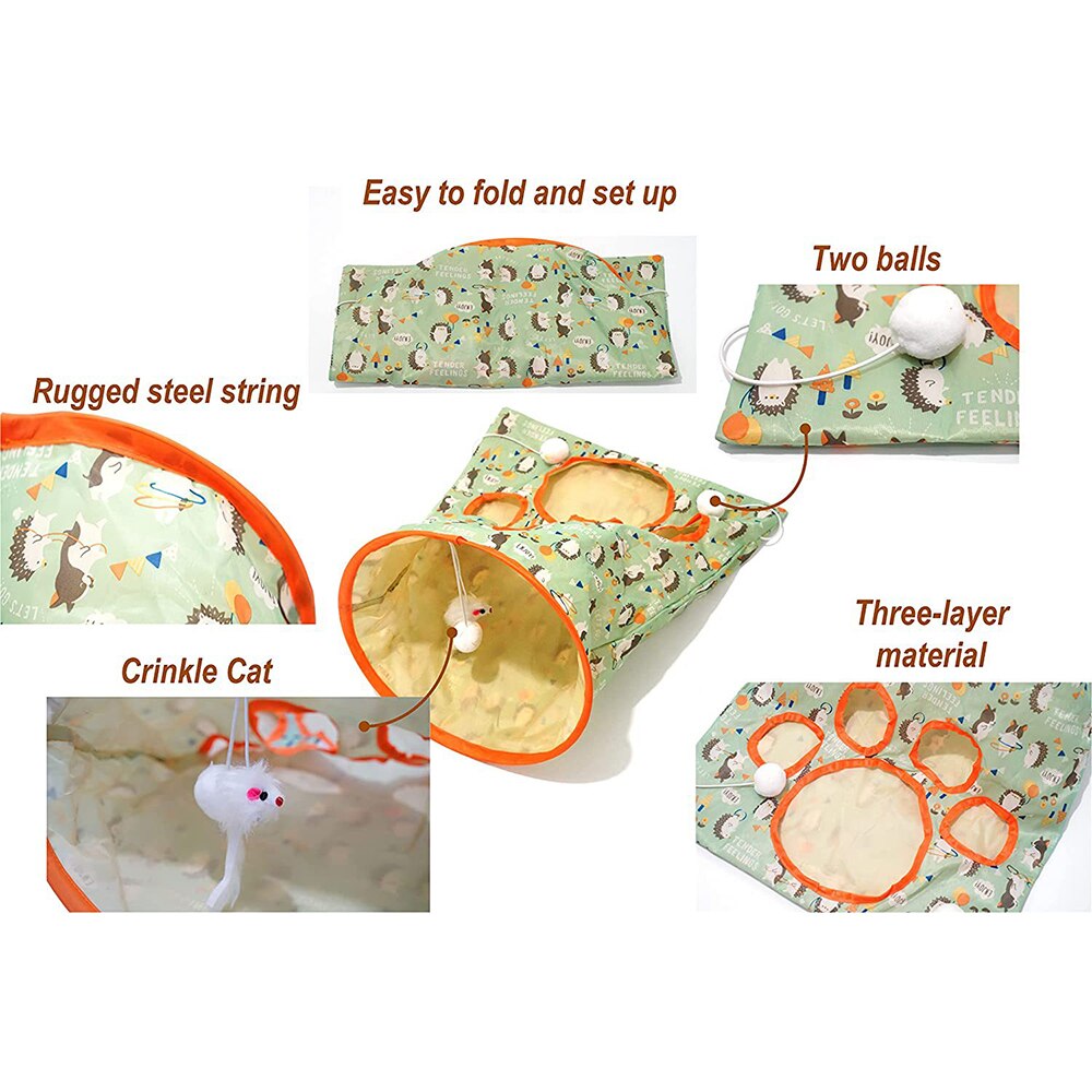 Interactive Foldable Cat Tunnel Toy for Endless Fun