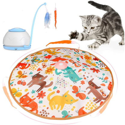 Interactive Electric Cat Toy with Rotating Feather - USB Rechargeable