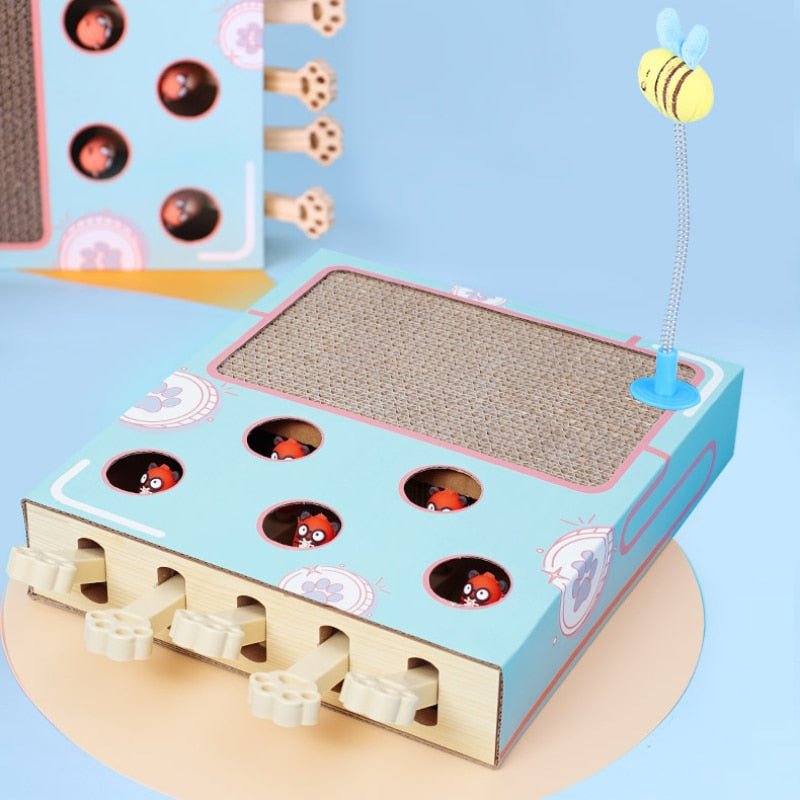 Interactive Cat Toy: Whack-a-Mole Scratching Board Fun