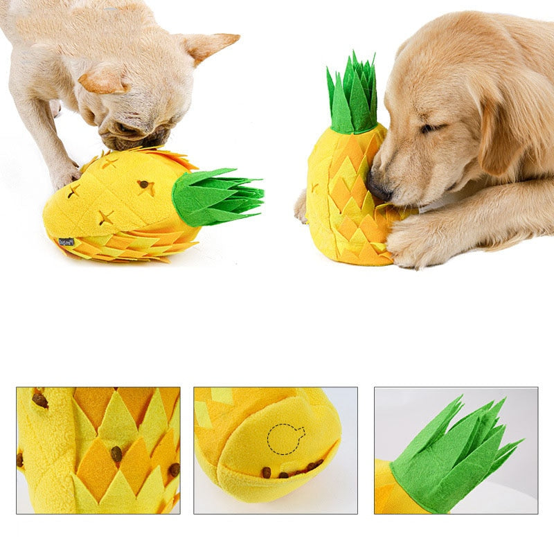 Interactive Pineapple Dog Toy - Plush Squeak & Snuffle Fun