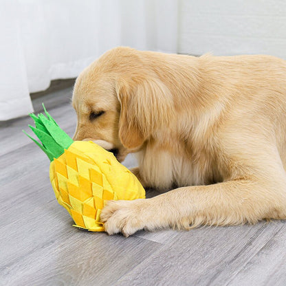 Interactive Pineapple Dog Toy - Plush Squeak & Snuffle Fun