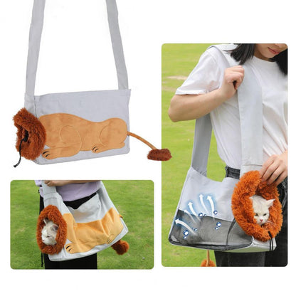 Lion-Shaped Cat Carrier Bag - Fun & Durable Pet Accessory