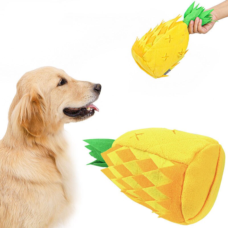 Interactive Pineapple Dog Toy - Plush Squeak & Snuffle Fun
