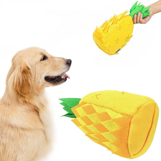 Interactive Pineapple Dog Toy - Plush Squeak & Snuffle Fun