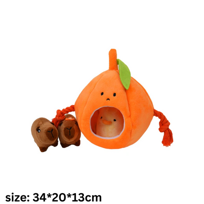 Interactive Plush Pumpkin Dog Toy for Chewing Fun