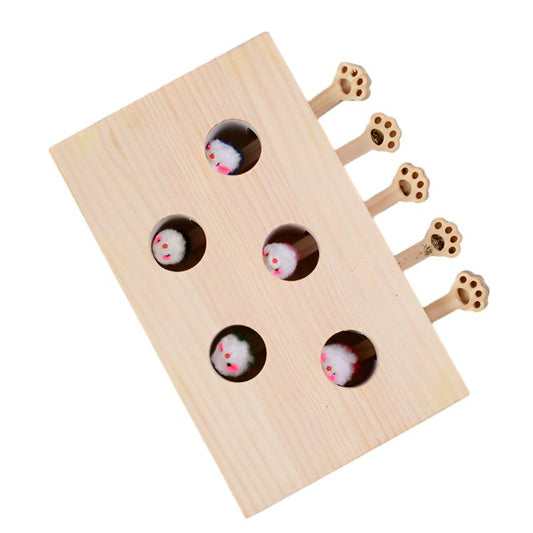 Interactive Wooden Rectangle Cat Toy for Engaging Play