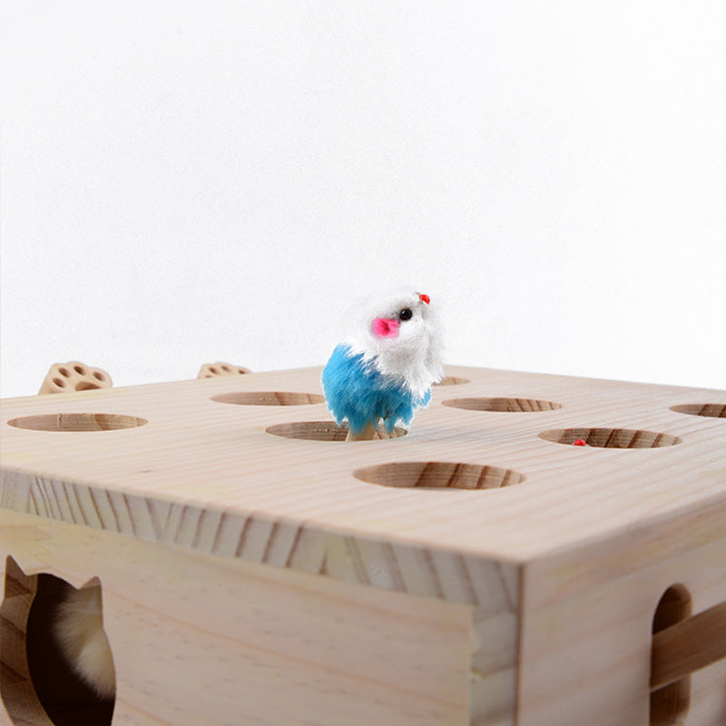 Interactive Wooden Rectangle Cat Toy for Engaging Play