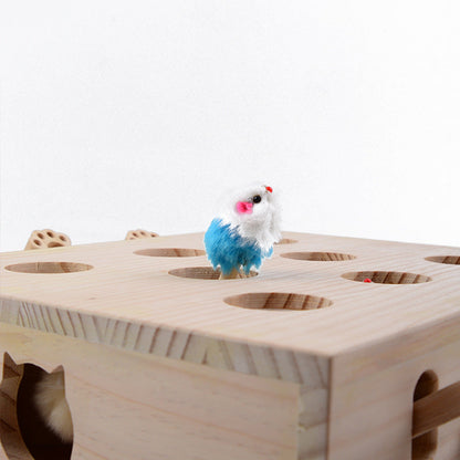 Interactive Wooden Rectangle Cat Toy for Engaging Play