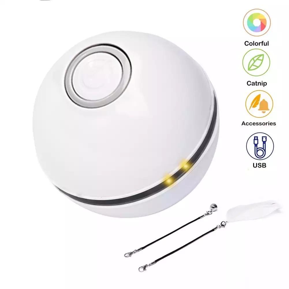 Interactive Cat Toy: Rolling Ball with Magnetic Feathers