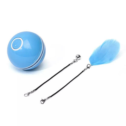 Interactive Cat Toy: Rolling Ball with Magnetic Feathers