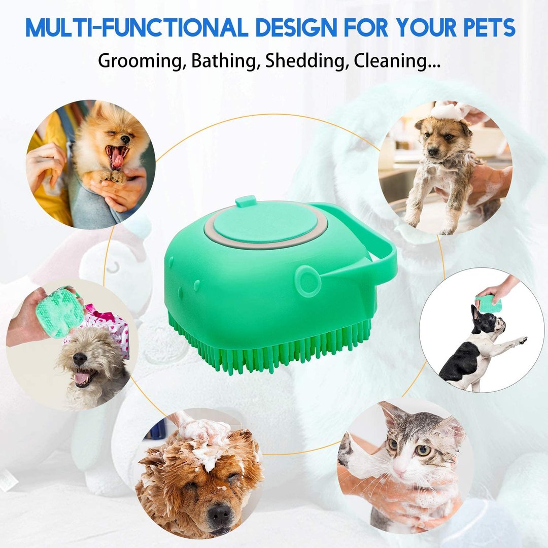 Pet Grooming Tool: Massage Brush with Shampoo Dispenser